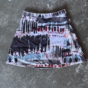 Abercrombie & Fitch A-Line Skirt in Black, White, and Red Abstract